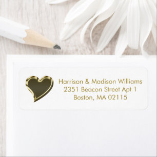 Christmas gold heart custom Return Address 