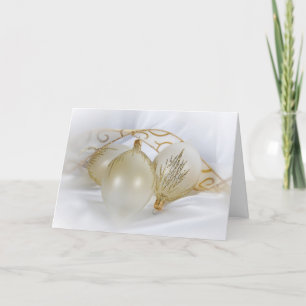 Christmas Gold Ornaments on Satin Holiday Card
