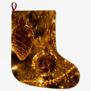 Christmas Gold Pine Cone Large Christmas Stocking