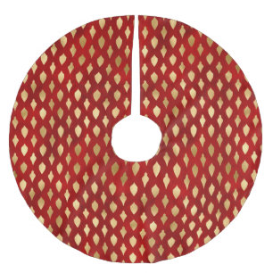 Christmas gold red cute ornaments festive elegant brushed polyester tree skirt