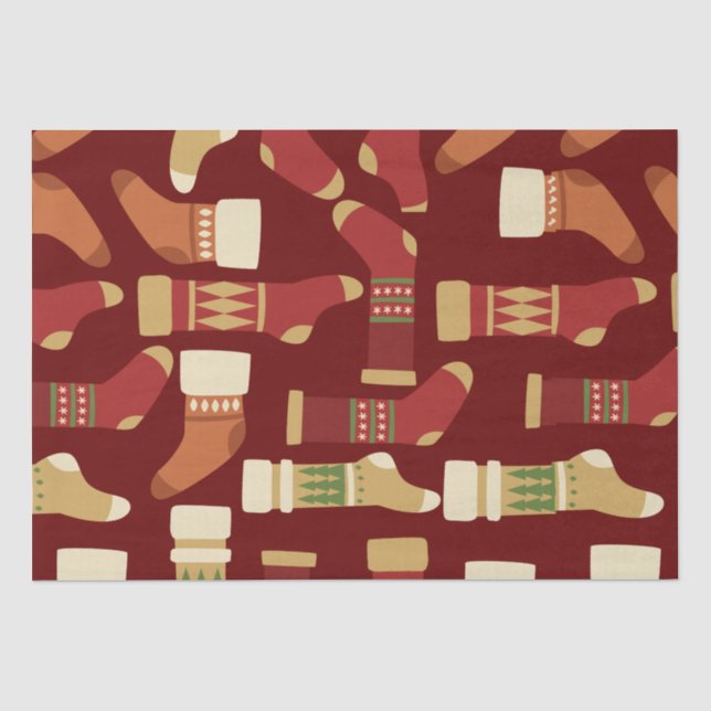 Christmas Gold, Red, Green Socks  Tissue Paper (Front)