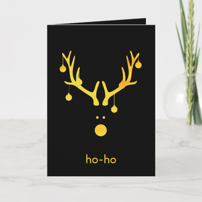 Christmas gold reindeer black holiday wishes (Front)