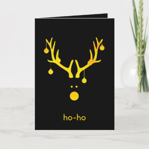 Christmas gold reindeer black holiday wishes card