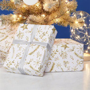 Christmas - Gold Shimmer Xmas Pattern - WHT Wrapping Paper