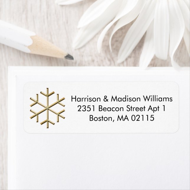 Christmas gold snowflake custom Return Address (Insitu)