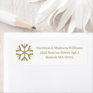 Christmas gold snowflake custom Return Address
