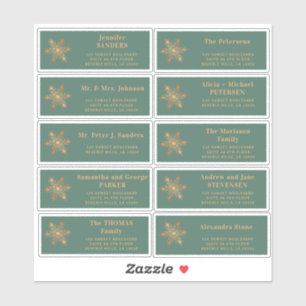 Christmas gold snowflake green address labels