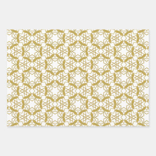 Christmas Gold Snowflakes Luxury Pattern Yellow Wrapping Paper Sheet
