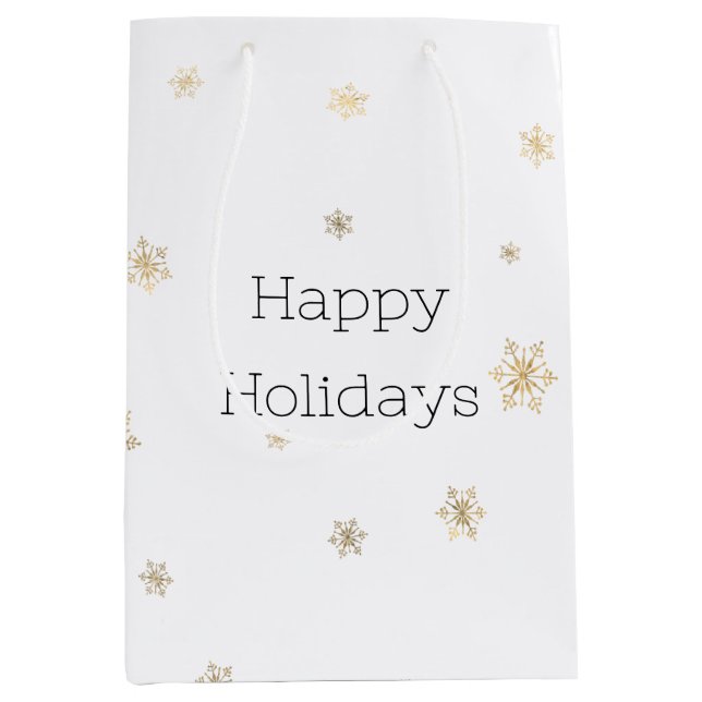 Christmas Gold Snowflakes Medium Gift Bag (Front)