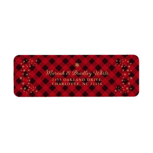 Christmas Gold Snowflakes Red Buffalo Plaid (Front)