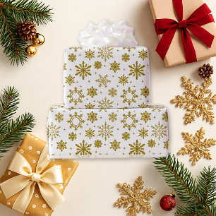 Christmas Gold Snowflakes Wrapping Paper