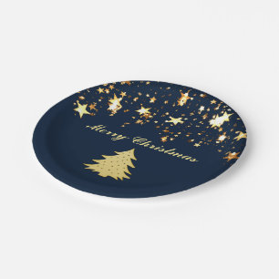 Christmas Gold Stars and Tree with Baubles, ZSSG Paper Plate