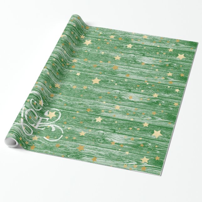 Christmas gold stars wrapping paper (Unrolled)