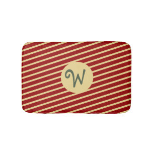 Christmas Gold stripes red matching family Custom Bath Mat