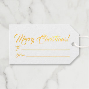 Christmas gold to from blank script elegant gift tags