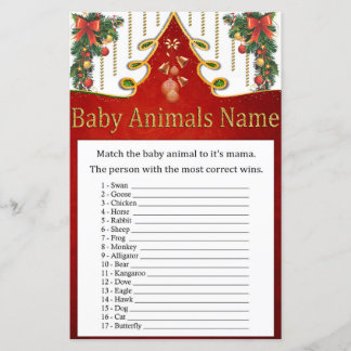 Christmas Gold Tree Baby Animals Name Game