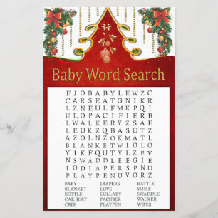 Christmas Gold Tree Baby Shower Word Search Game