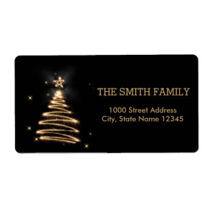 Christmas Gold Tree with Black Background