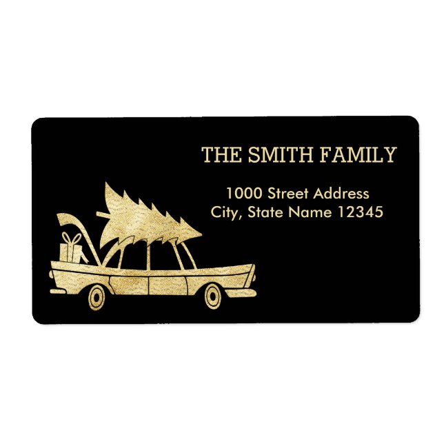 Christmas Gold Tree with Car Black Background (Front)