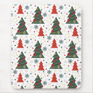 Christmas Gold Twinkle Starry Pines Mouse Pad