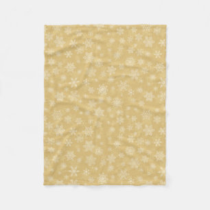 Christmas Gold,white Snowflakes Fleece Blanket