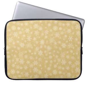 Christmas Gold,white Snowflakes Laptop Sleeve