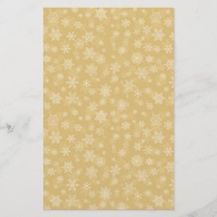 Christmas Gold,white Snowflakes Stationery