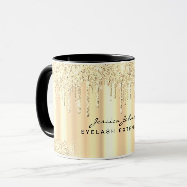 Christmas Golden Beauty Glitter Drips Custom Mug (Front Left)