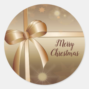 Christmas Golden Elegant Stylish Classic Round Sti Sticker