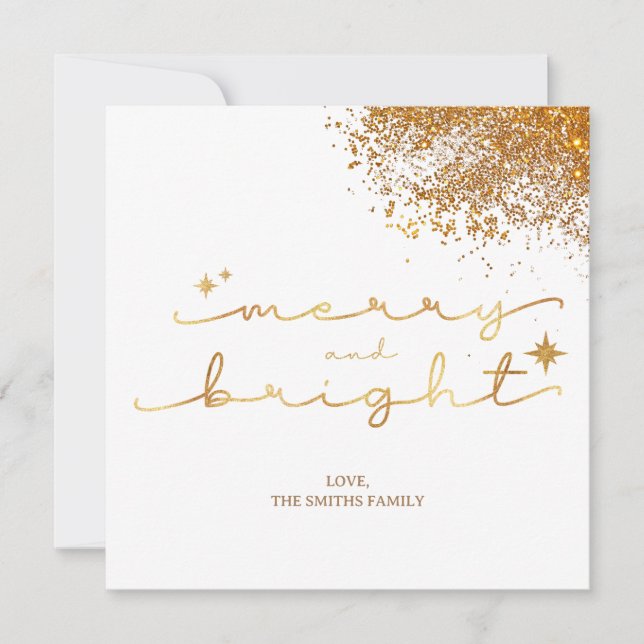 Christmas Golden Glitter  Invitation (Front)