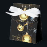 Christmas Golden Ornaments Shiny Stars Black Favor Box<br><div class="desc">Christmas Golden Ornaments Shiny Stars Black Favour Boxes. Unique,  beautiful,  stylish design. Easy to be personalized. Font style,  size and colours can be changed. Matching items available.</div>
