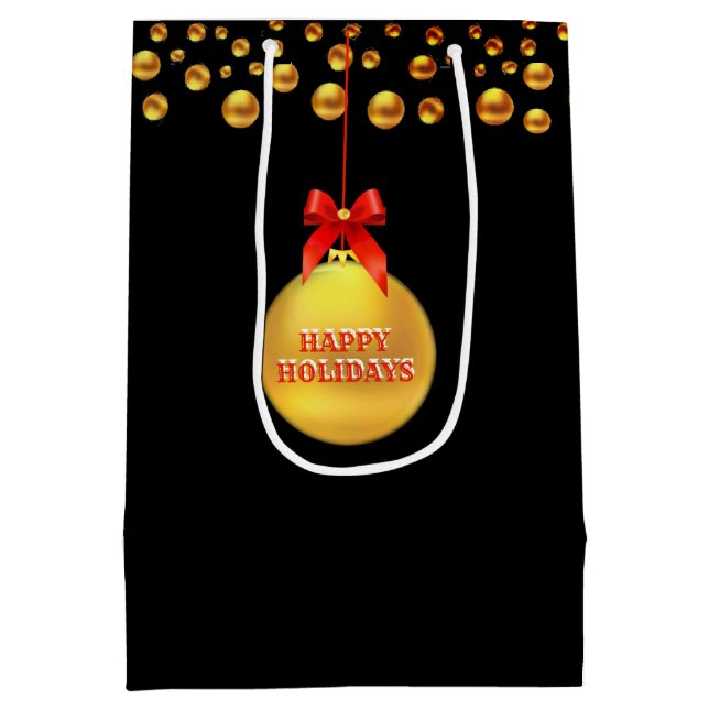 Christmas Golden Polka Dots Medium Gift Bag (Back)