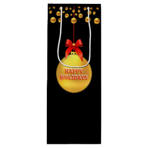 Christmas Golden Polka Dots Wine Gift Bag
