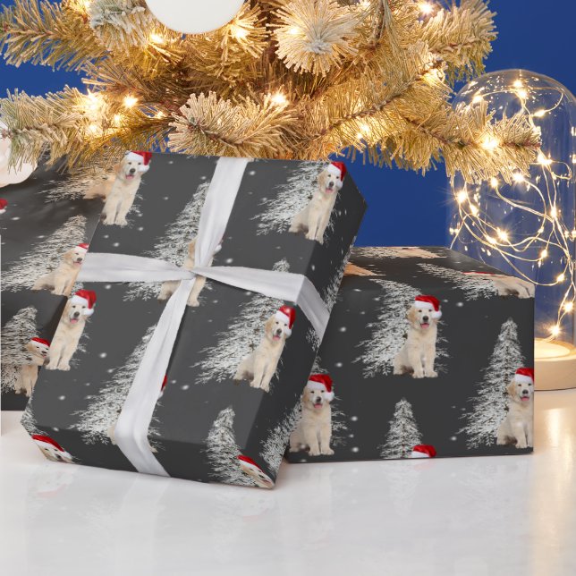 Christmas Golden Retriever and Tree  Wrapping Pape Wrapping Paper (Holidays)