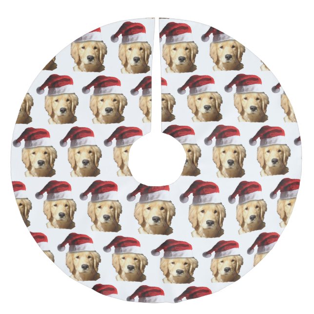 Christmas Golden Retriever Brushed Polyester Tree Skirt (Front)
