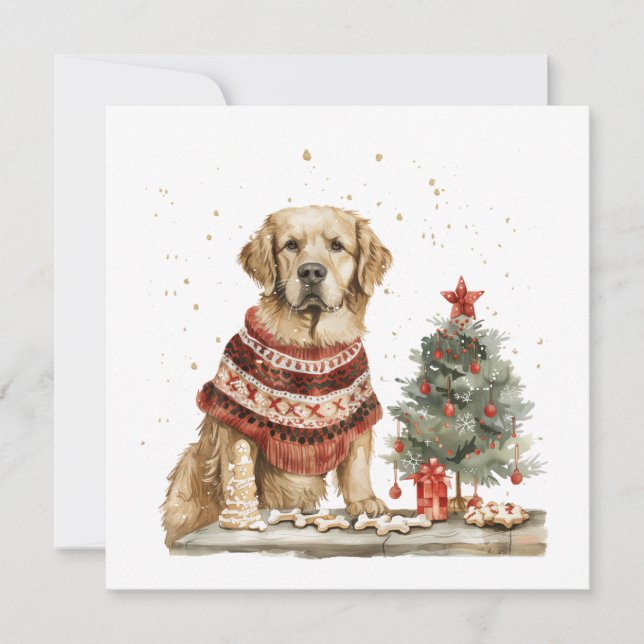 Christmas Golden Retriever Dog Holiday Card (Front)