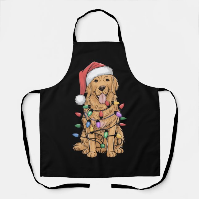 Christmas Golden Retriever Dog Lover Gift Mom Dad Apron (Front)