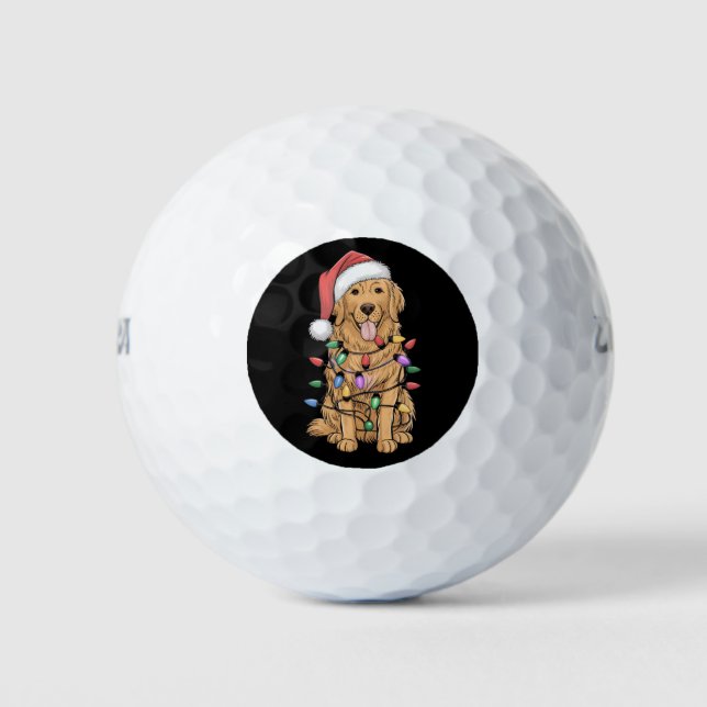 Christmas Golden Retriever Dog Lover Gift Mom Dad Golf Balls (Front)