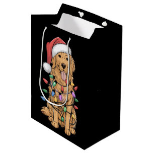 Christmas Golden Retriever Dog Lover Gift Mom Dad Medium Gift Bag