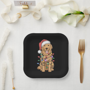 Christmas Golden Retriever Dog Lover Gift Mom Dad Paper Plate