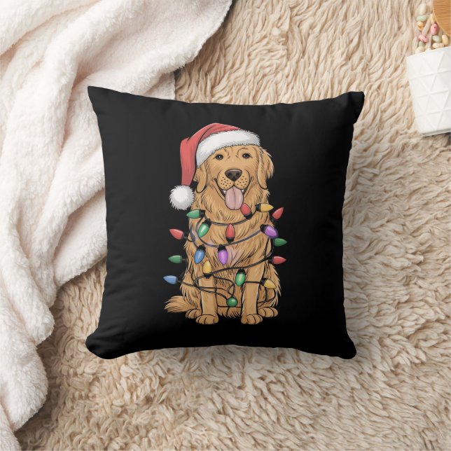Christmas Golden Retriever Dog Lover Gift Mom Dad Throw Pillow (Blanket)