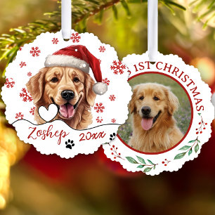 Christmas Golden Retriever Dog Personalized Ornament Card