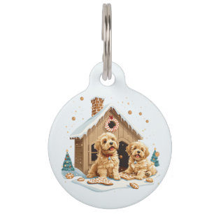 Christmas Golden Retriever Dogs Gingerbread House Pet Tag