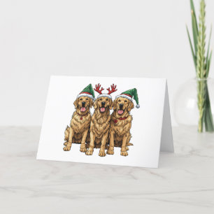 Christmas Golden Retriever Dogs Holiday Card