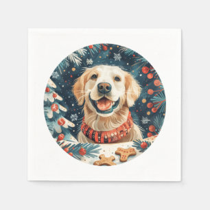 Christmas Golden Retriever Dogs Napkin