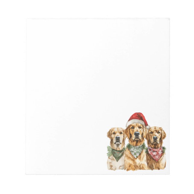 Christmas Golden Retriever Dogs Notepad (Front)