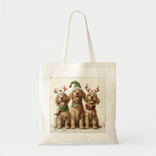 Christmas Golden Retriever Dogs Tote Bag