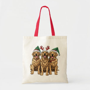 Christmas Golden Retriever Dogs Tote Bag