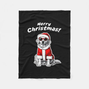 Christmas Golden Retriever Funny Santa Dog Holiday Fleece Blanket