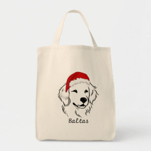 Christmas Golden Retriever in a Santa Hat Tote Bag